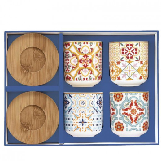 Easy Life Siracusa Cups & Saucers Set in Box - Multicolored 110ml 8-Piece