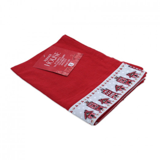 Home Linen Table Runner - Red & Gray  45*140cm