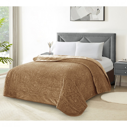 Nova home lynx engraved blanket - king/super king - beige