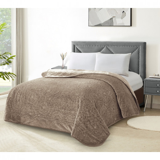 Nova home lynx engraved blanket - single/twin - moka