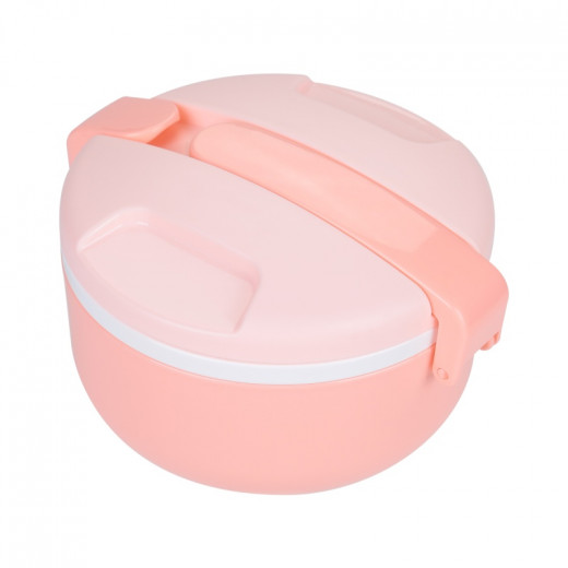 Vague Plastic Two Layer Round Lunch Box  Pink 1.5 Liter