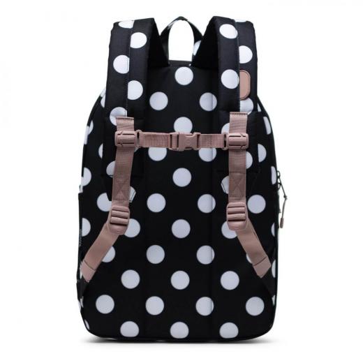 Herschel Heritage Youth BackPack  Polka Dot Black and White/Ash Rose XL