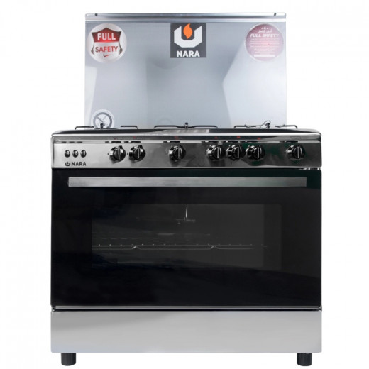 Nara Gas Cooker Full Safety Glossy stainless steel top  90 cm