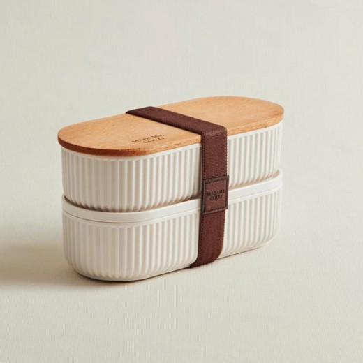 Madame Coco Storage Box With Wooden Lid 500ml 2pcs