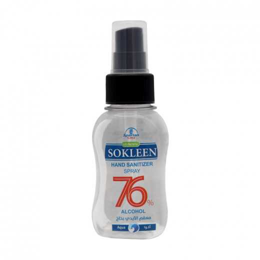 sokleen 67% alcohol hand sanitizer, aqua spray, 100 ml