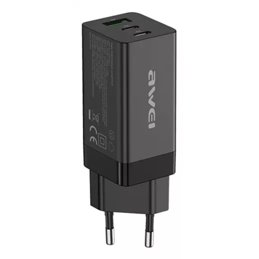 awei PD9 65W Dual Type-C / USB-C + USB GaN Fast  Charging Travel Charger