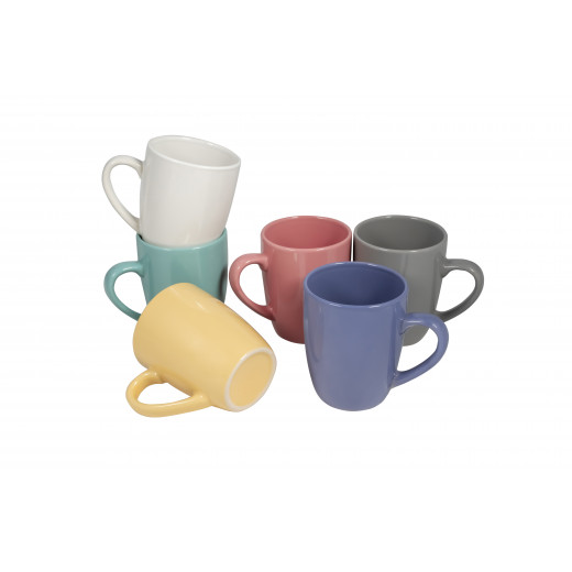 Decopor 6 Piece Stoneware Color Mugs Set 360 milliliter