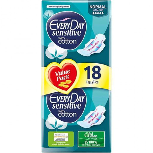 EveryDay Sensitive Pads Normal, 18 pads