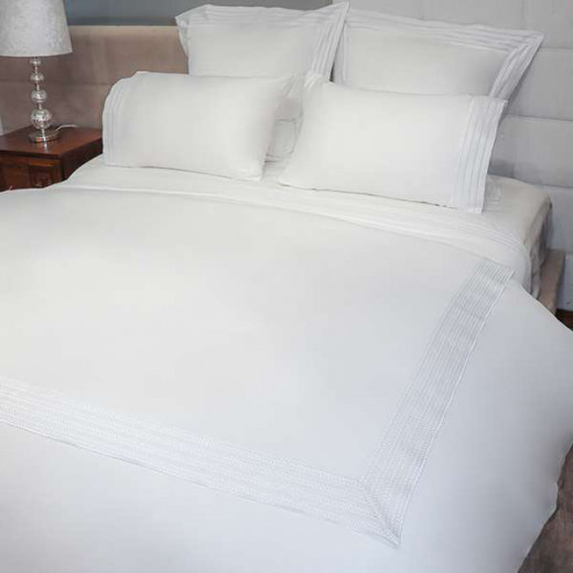 Nova Home "Handy" Embroidery Duvet Cover Set, Cotton, White & Gold Color, King Size, 7 Pieces