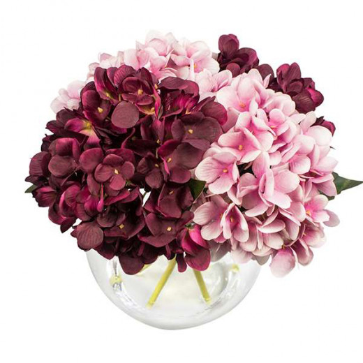 Nova Home "Hydrangea" Artificial Flower Arrangement, Purple Color, 23 Cm