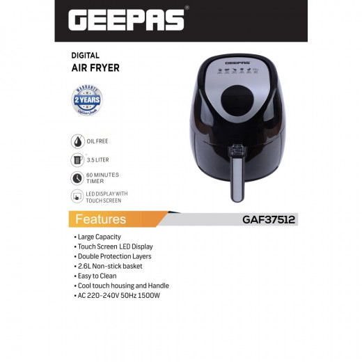 Geepas digital air fryer 3.5L 1500 watt