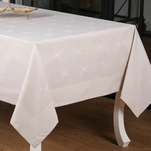 Nova Home Rana Table Cloth, Poly Cotton, Light Beige Color, 160*220 Cm