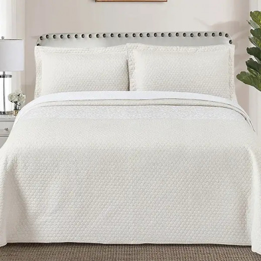 Nova Home Chervil Jacquard Bed Spread Set, Poly Cotton, Beige Color, Twin Size