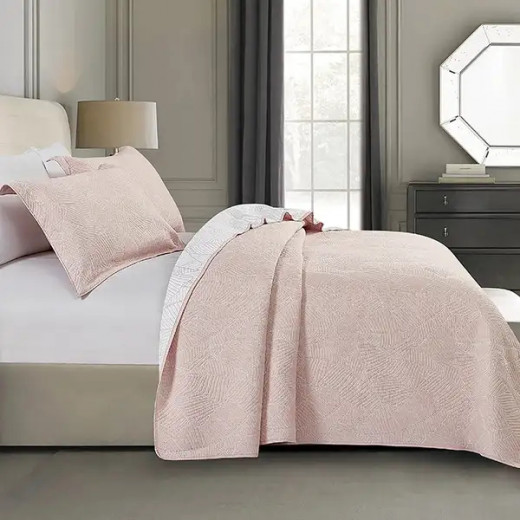 Nova Home Liana Jacquard Bed Spread Set, Poly Cotton, Pink Color, King Size