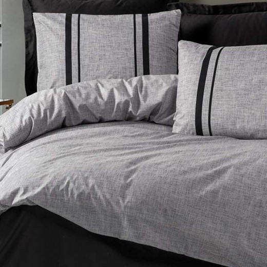 Nova Home Bitter Duvet Cover Set ,100% Cotton, Grey & Black Color, King Size, 4 Pieces