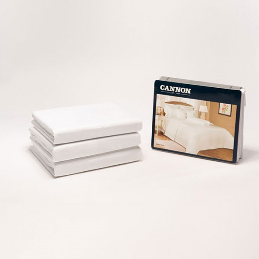 Cannon Bed Duvet Cover Plain King White 4pcs set