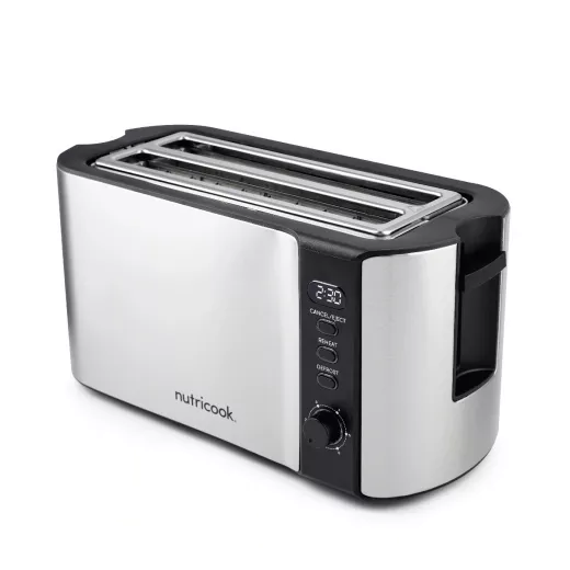 Nutricook 4 Slice Stainless Steel LED Digital Toaster, 1500 Watt