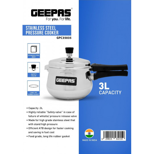 Geepas Stainless Steel Pressure Cooker - 5L