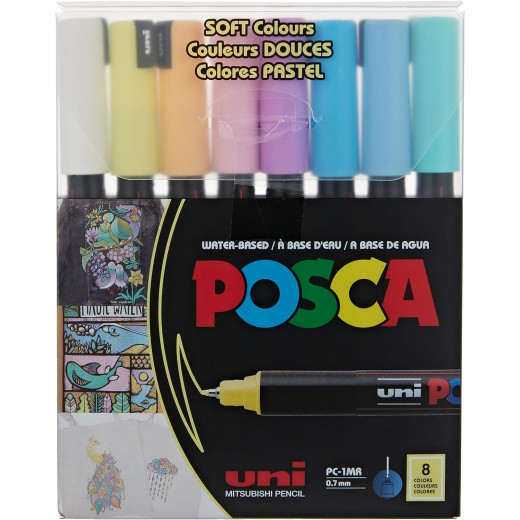 Uni-Ball | Uni Posca Extra Fine Tip Pen | Soft Colors | 8 pcs