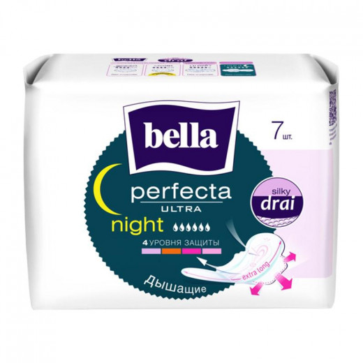 Bella Perfecta Ultra Night Silky Drai, With Wings, 7 Pieces, 6 Packs