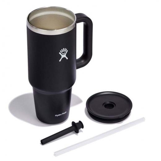 Hydro Flask - Travel Tumbler - Thermal Mug 1180 ml (40 oz) with Lockable Press-in Straw Lid, Black