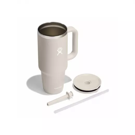 Hydro Flask - Travel Tumbler - Thermal Mug 1180 ml (40 oz) with Lockable Press-in Straw Lid, Oat