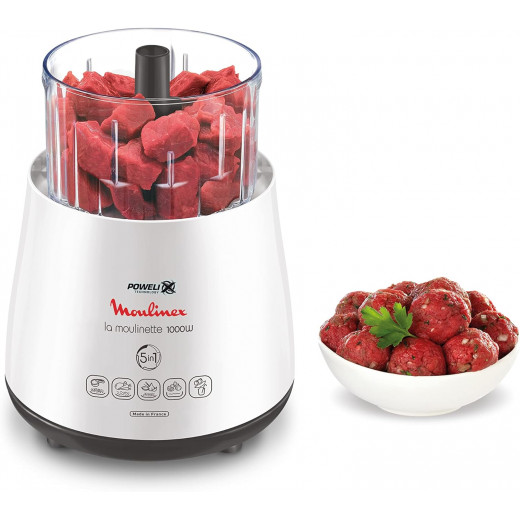 Moulinex La Moulinette Chopper With Blender, 1000 Watt, White - Dpa241