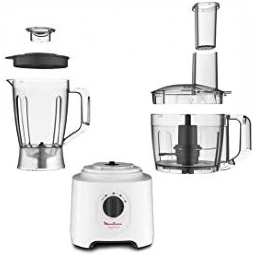 Moulinex Easy Force Food Processor, 800 Watts, 6 Attachments, White