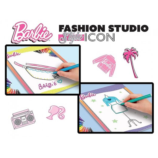 Lisciani, Barbie,Sketchbook Style Icon,Fashion Studio , Models to Dress Up,Creative Game, Super Fashionable Clothing