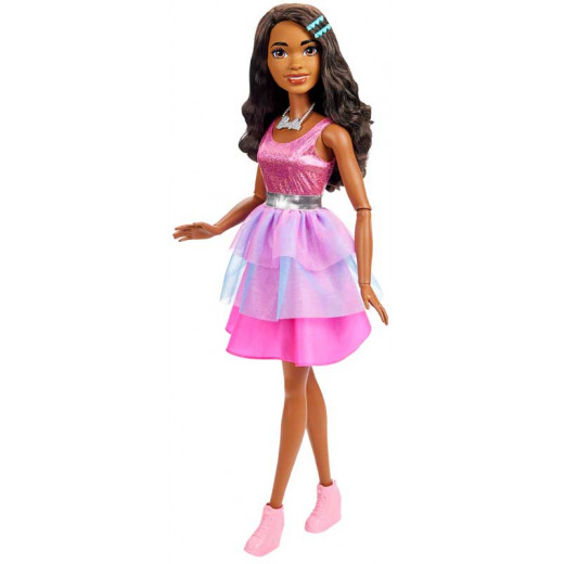 Barbie Large Barbie Doll with Black Hair, 28 Inches Tall, Shimmery Pink Dress