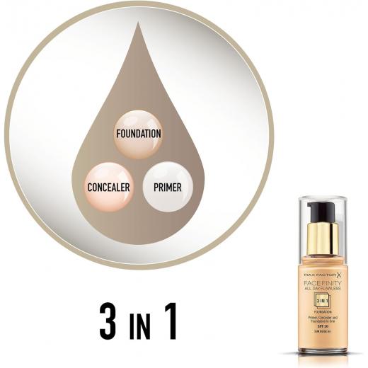 Max Factor Facefinity All Day Flawless 3 in1 Foundation 30ml 63 Sun Beige