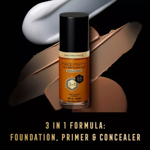 Max Factor Facefinity All Day Flawless 3 in1 Foundation 30ml W91 WARM AMBER