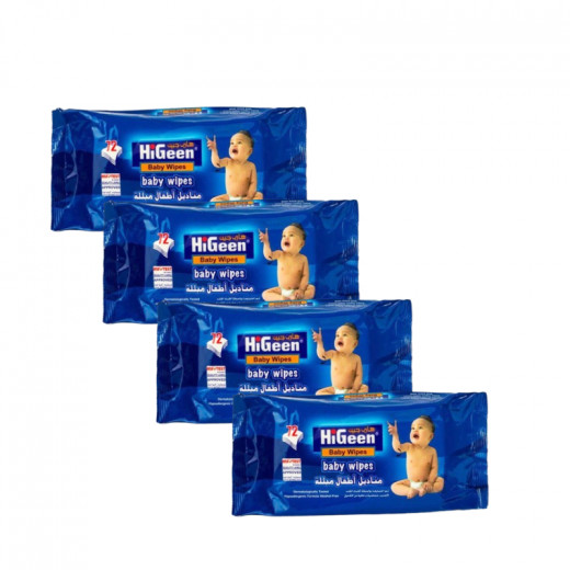 Higeen Baby Wet Wipes, 72 Wipes, 4 Packs