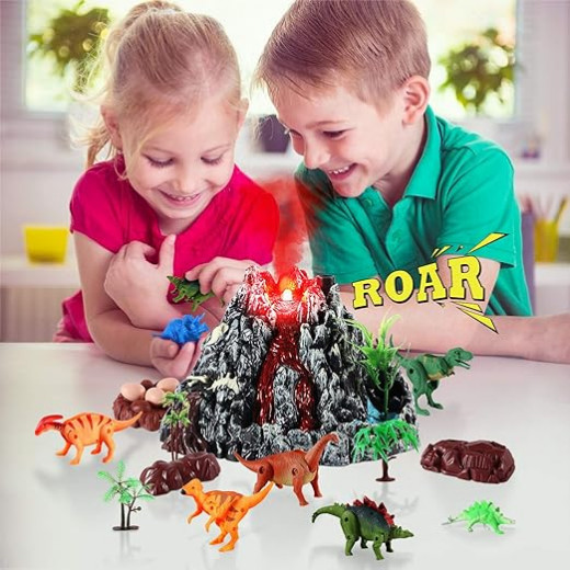 Kids Dinosaur Volcano Toys with Dino Figures Rocks Nest Eggs