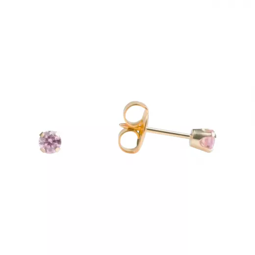 Studex Gold Plated CZ Pink Sterilized Ear Studs