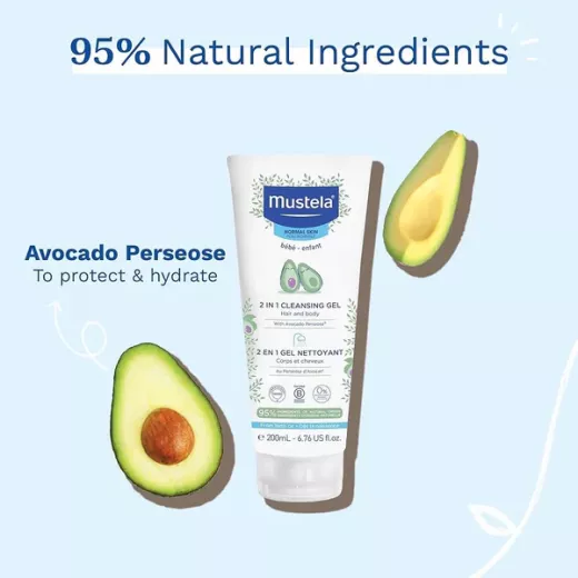 Mustela 2 in 1 Cleansing Gel with Avocado | Hair & Body 200ml