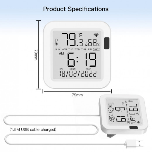 Moes WiFi Smart Temperature & Humidity Sensor with LCD Screen