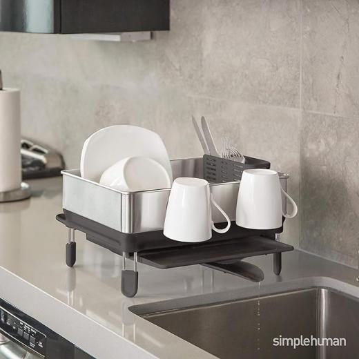 Simplehuman Steel Frame Dish Rack Compact  WHITE