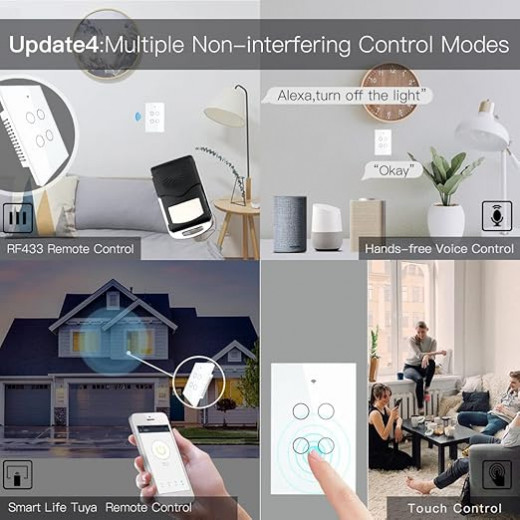 Moes 2.4GHz WiFi Wall Touch Smart Switch Neutral Wire Required,