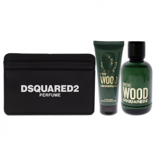 DSQ Green Wood Set (Edt 100ML+Shower Gel 100ML+Card Holder)