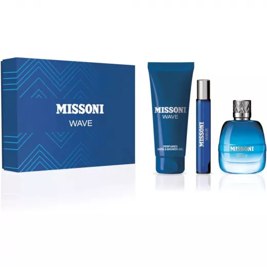 Missoni Wave 3 Pcs Gift Set ( 3.4oz Edt Sp+5oz Body Shower Gel +10ml Edt Sp (M)