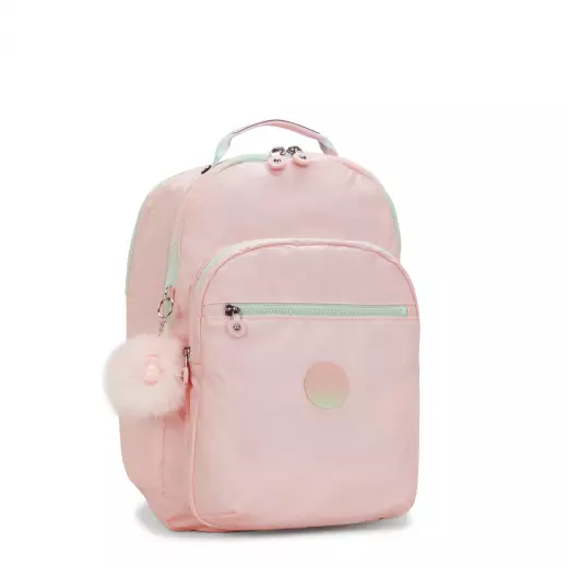 Kipling Large Backpack with Separate Laptop Compartment Female Blush Metallic Seoul College