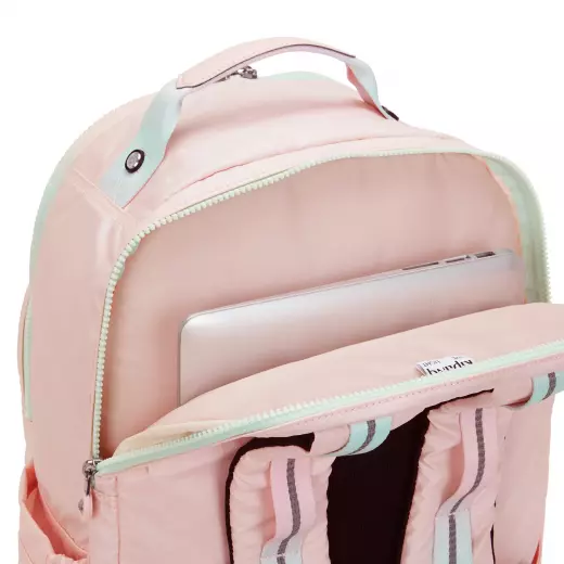 Kipling Large Backpack with Separate Laptop Compartment Female Blush Metallic Seoul College