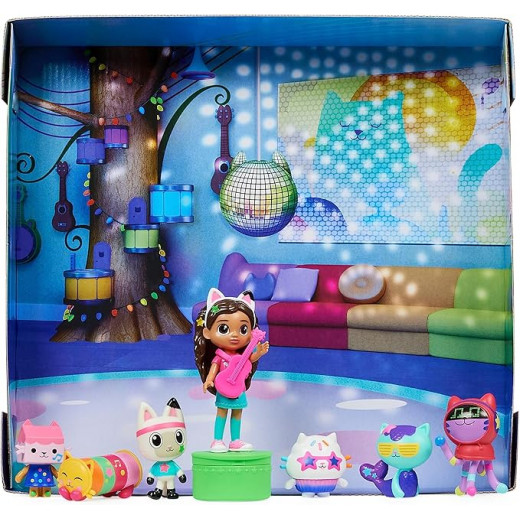 Gabby’s Dollhouse, Dance Party Theme Figure Set with a Gabby Doll, 6 Cat Toy Figures and Accessory Kids Toys for Ages 3 and up