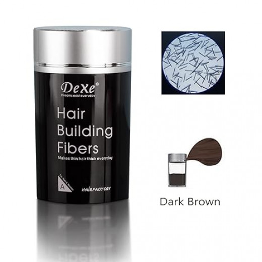 Dexe Hair Building Fibers Color Powder Instantly Thicken Thinning Hair for Men and Women (Medium Brown)