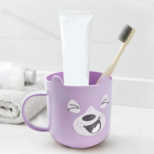 High Quality Cute Cartoon Toothbrushing Cup Children′s Tooth Cup Gargle Cup with Handle Purple3.4W x 3.5H