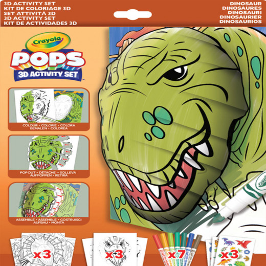 Crayola | Pops 3D Dinosaurs Art Kit with 7 Markers