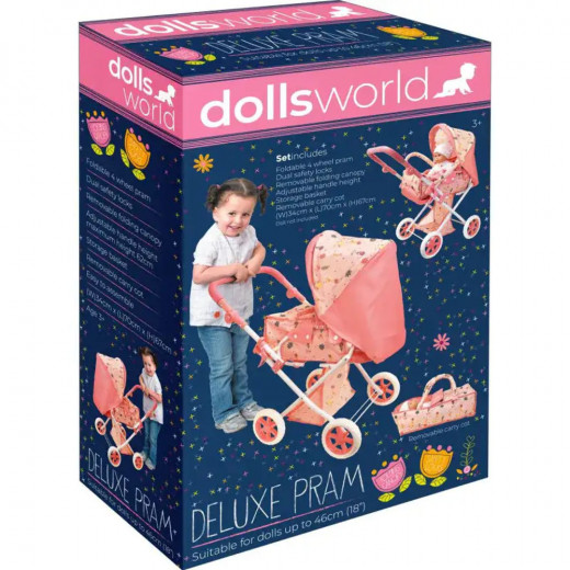 Dolls World | Deluxe Pram | 46 cm | Doll Not Included