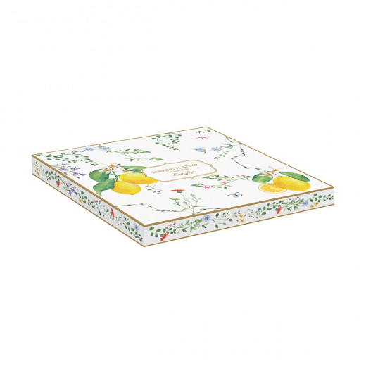 Easy Life Fleurs et Citrons Serving Plate in Box Multicolored 25x18cm