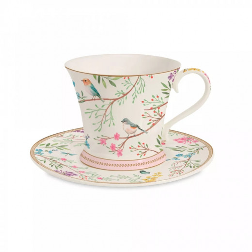 Easy Life Birds Melody 200ml Cup & Saucer Set - Multicolored